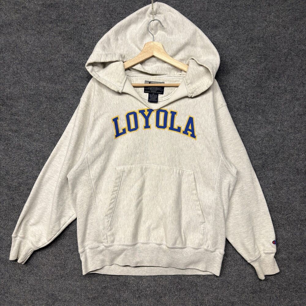 Champion Reverse Weave Hoodie Mens M Gray Loyola Fleece Pullover College School